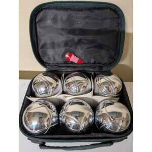 Bocce Ball Set 6 Polished Chrome Tossing Balls in Case Backyard Game